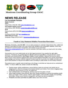 2022 Fourth of July Weekend Wildfire Prevention Reminders