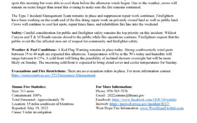 Simms Fire Update May 28th 9am