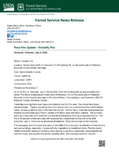 Horsefly Fire Update