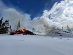Photo of winter pile burning