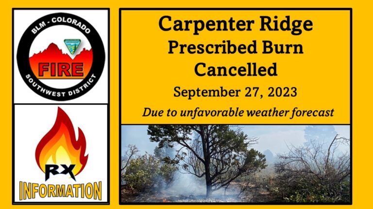 Carpenter Ridge Prescribed Burn CancelLed