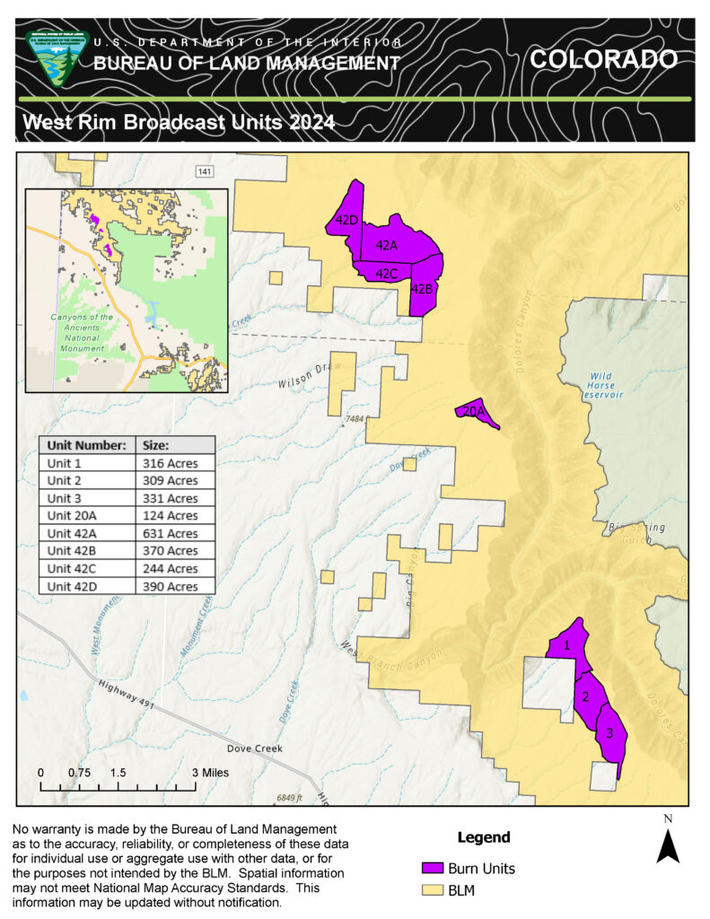 Map showing prescribed burn in West Dolores