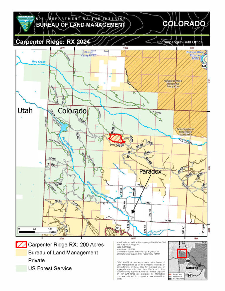 BLM to conduct prescribed fire treatments on Carpenter Ridge