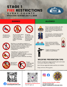 FOR IMMEDIATE RELEASE: Stage 1 Fire Restrictions Beginning in Ouray County