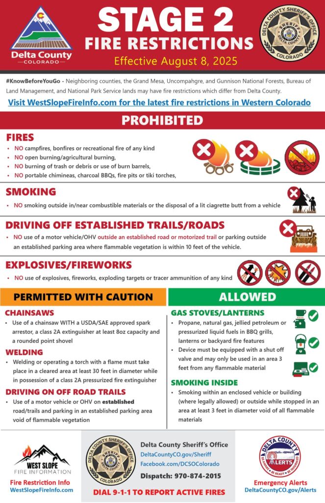 Delta Stage 2 Fire Restrictions in place