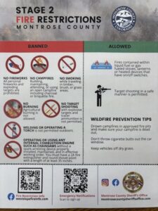 Stage 2 Fire Restrictions for Montrose County