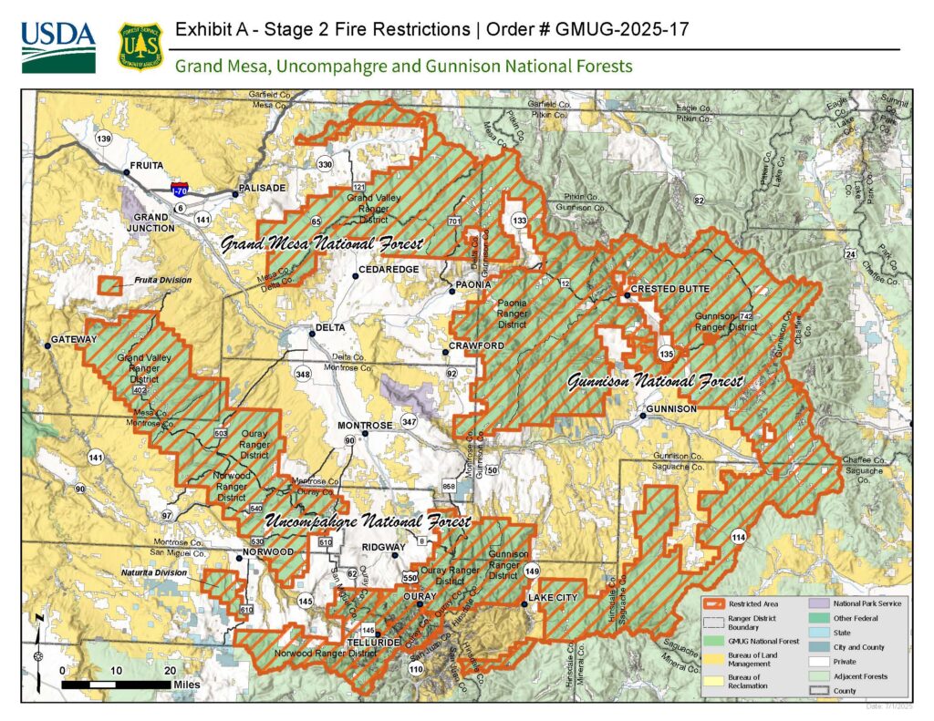 Map of Forest Service Stage 2 Fire Restrictions